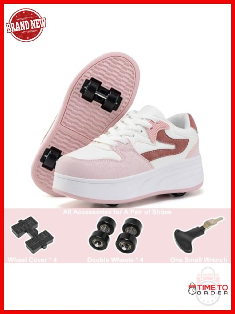 Roller Skate Shoes with Detachable Wheels for Women - Faux Leather Sneakers - Picture 3 of 6